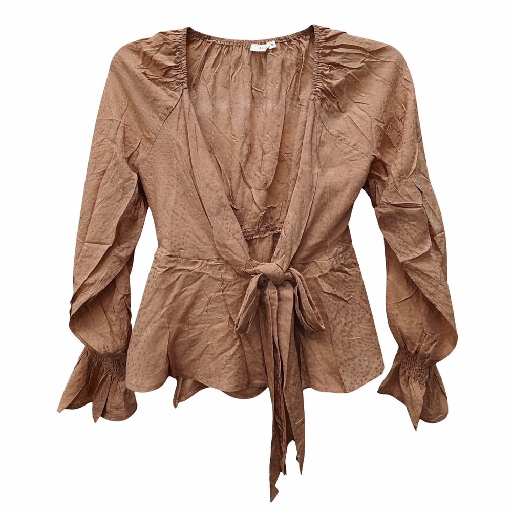 ILLA ILLA Brown Tie-Front Blouse